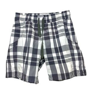 Lululemon High Rise Checkered Bermuda White Gray Sz 12 Pullover Board Shorts Y2K
